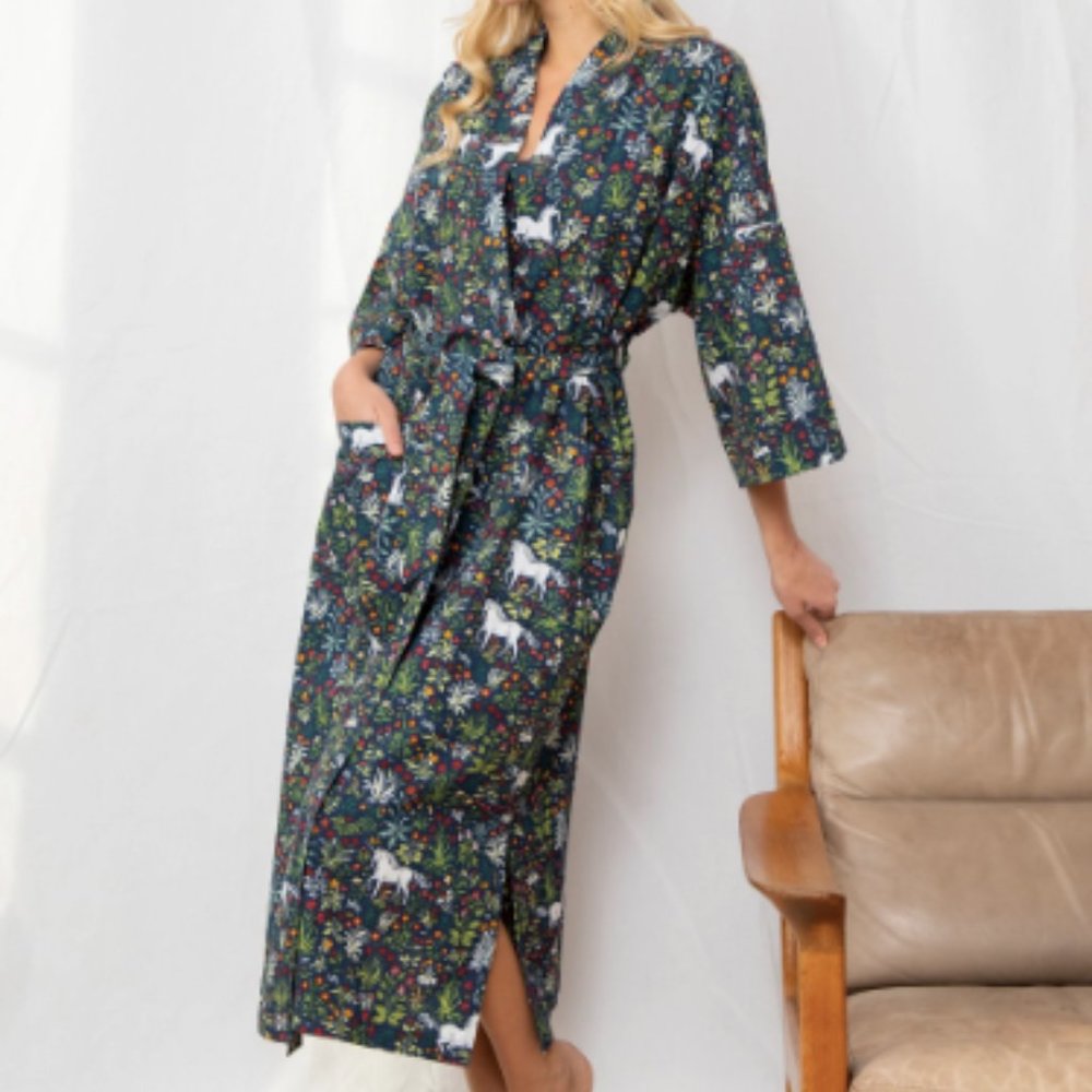 Printfresh | Robe - Unicorn's Garden - Juniper Green - S/M